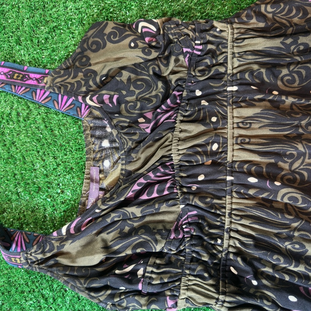 Hale Bob Chic Y2K Black, Army Greenish Brown and Purple Sleeveless Top - Picture 7 of 7